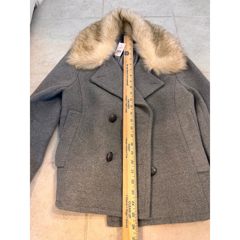 LOFT Faux Fur Collar Wool Blend Peacoat M New With Tags - Picture 9 of 9